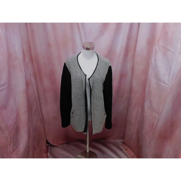 Janina Quilted Arm Cotton Blend Open Front Jacket Cardigan with Pockets 48 2XL - Picture 1 of 11